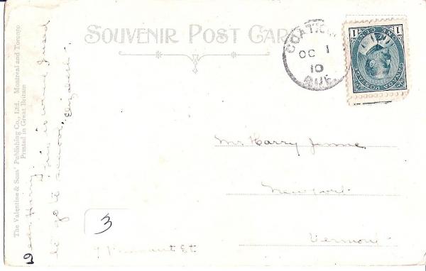 Verso de la carte postale illustrant l'Academy Coaticook