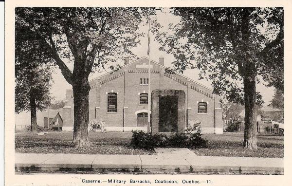 Postcard of the armory. It was located where is now the Post Office.
